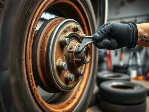 Kierowca zwalnia elektryczny hamulec ręczny na konsoli środkowej nowoczesnego auta, widok z wnętrza samochodu.