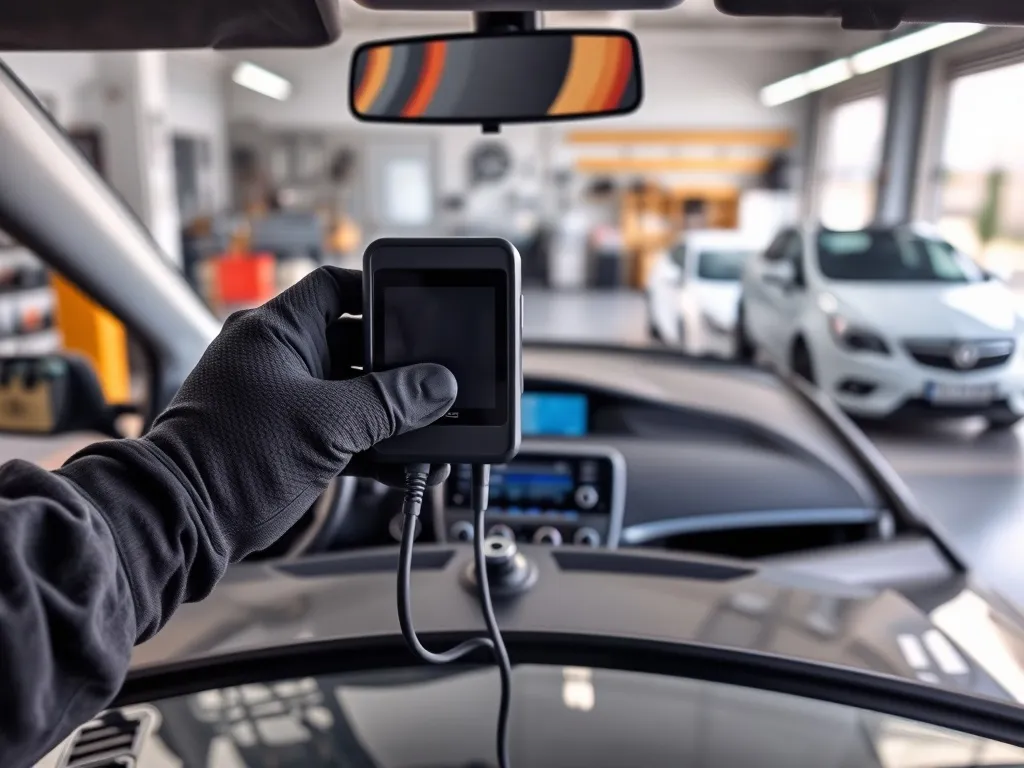 Mechanik z podłączonym skanerem OBD diagnozuje auto przed bezpiecznym wypalaniem filtra DPF