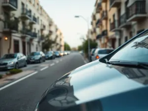 Nowoczesne auto z silnikiem diesla rusza spokojnie po chłodnym, miejskim osiedlu, sugerując delikatną jazdę na krótkich trasach.