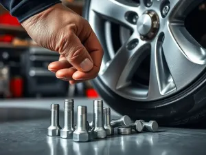 Montaż czerwonego filtra stożkowego na dolocie w czystej komorze silnika, obok proste narzędzia w garażu