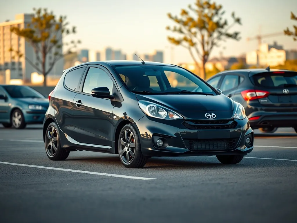 Zadbany kompakt po delikatnym tuningu na parkingu, przykład auta do modyfikacji w budżecie do 20 tys.