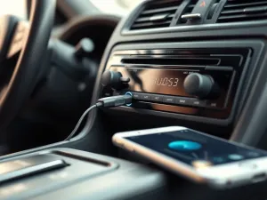 Laptop podłączony do auta przez OBD w warsztacie, mechanik diagnozuje silnik przed chip tuningiem.