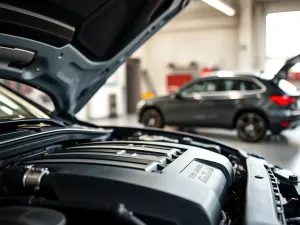 Zbliżenie bieżnika opony samochodowej w nowoczesnym warsztacie, podkreślające stan i jakość ogumienia