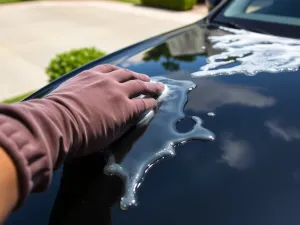 Mechanik w rękawicach sprawdza oponę motocykla w jasnym warsztacie, podkreślając znaczenie wulkanizacji i kontroli ogumienia.