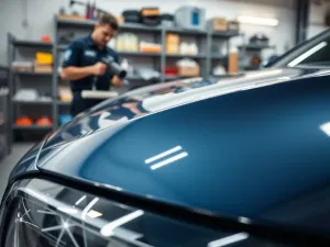 Mechanik trzyma błyszczące śruby do felg aluminiowych przy feldze auta, prezentując właściwy wybór mocowania kół.