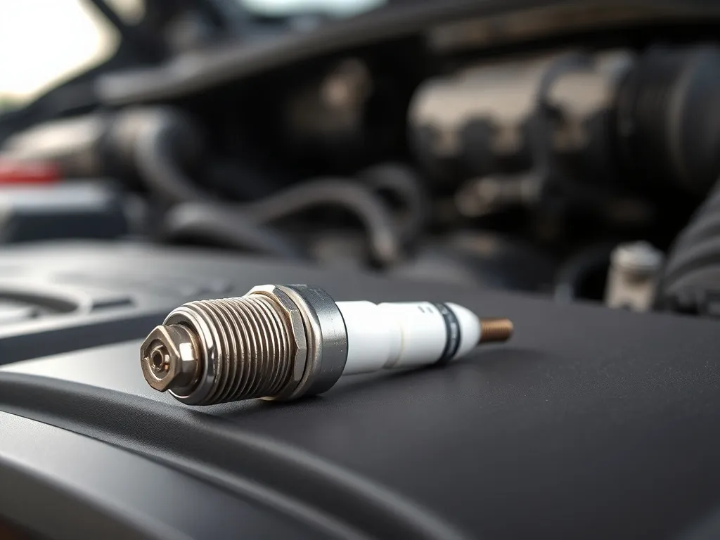 Czysta świeca zapłonowa na tle silnika, podkreślająca jej znaczenie dla prawidłowej pracy jednostki napędowej.