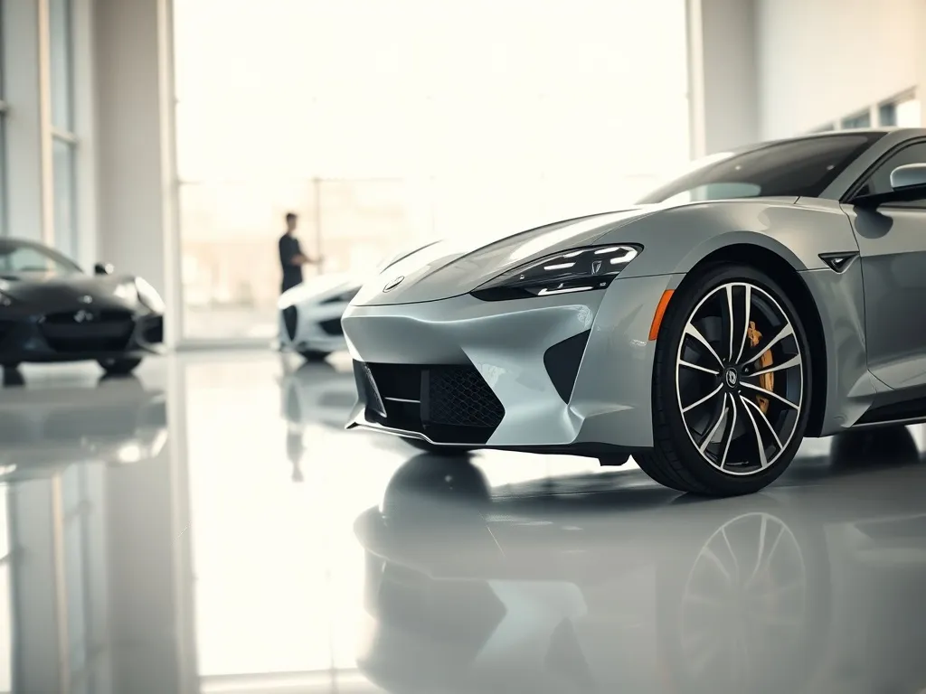 Luksusowe Porsche w jasnym, minimalistycznym salonie, podkreślające prestiż marki i ekskluzywny charakter wnętrza.